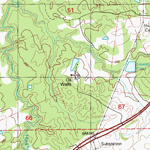 Topographic Map of South Fayette Oil Field, MS