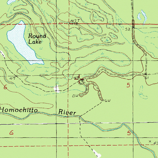 Topographic Map of Ellis Lake Oil Field, MS