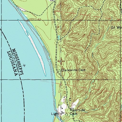 Topographic Map of Fort Adams Oil Field, MS