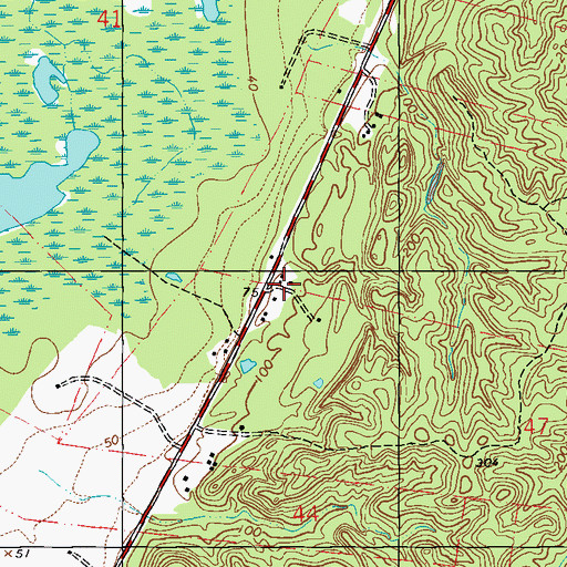 Topographic Map of North Fort Adams Oil Field, MS