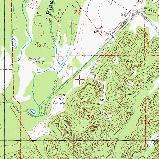 Topographic Map of North Lessley Oil Field, MS