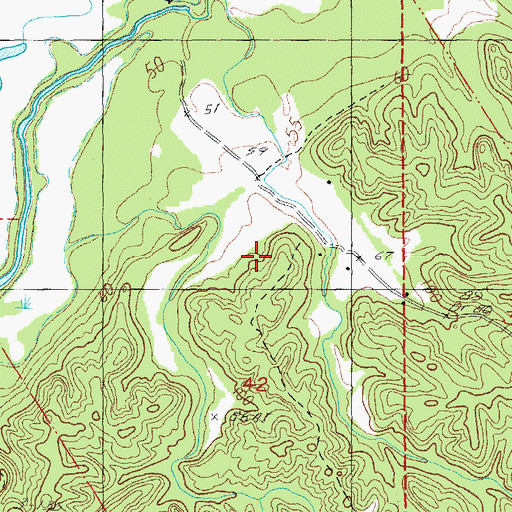 Topographic Map of Pleasant Valley Oil Field, MS