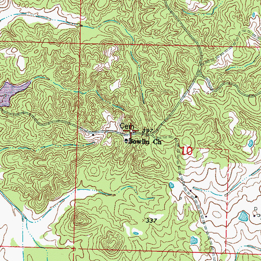 Topographic Map of Bowlin Cemetery, MS