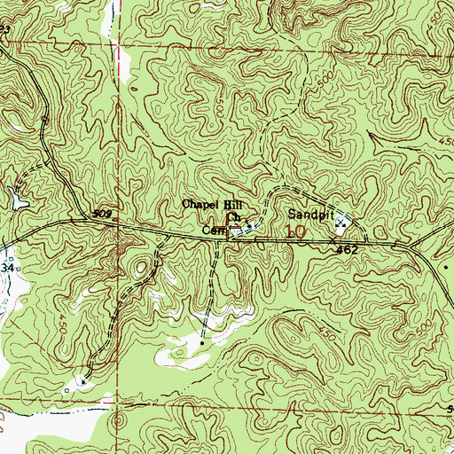 Topographic Map of Chapel Hill Cemetery, MS