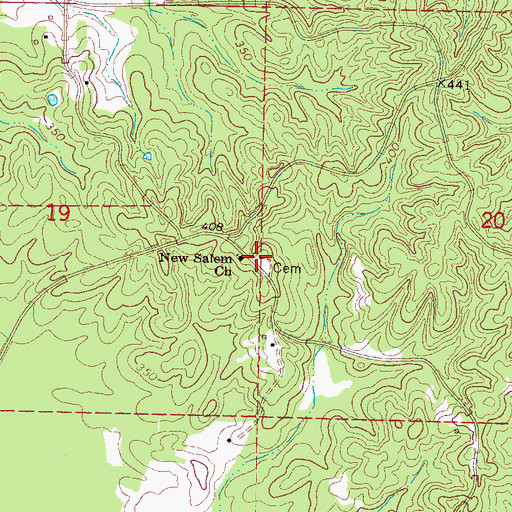 Topographic Map of New Salem Cemetery, MS