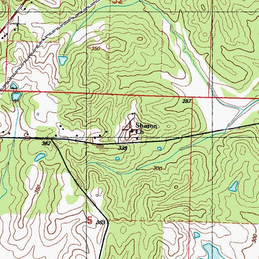 Topographic Map of Sharon Church, MS