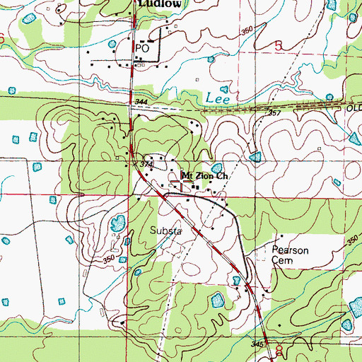 Topographic Map of Mount Zion Church, MS