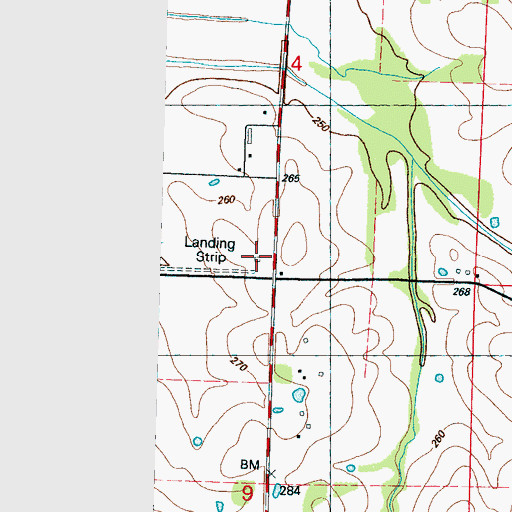 Topographic Map of Follin Flying Service Landing Strip (historical), MS
