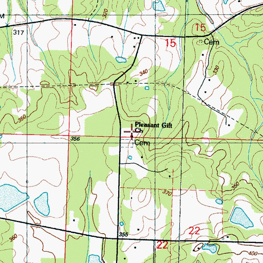 Topographic Map of Pleasant Gift Church, MS