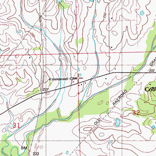 Topographic Map of Emmanuel Church, MS