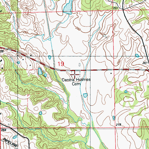 Topographic Map of Central Holmes Cemetery, MS