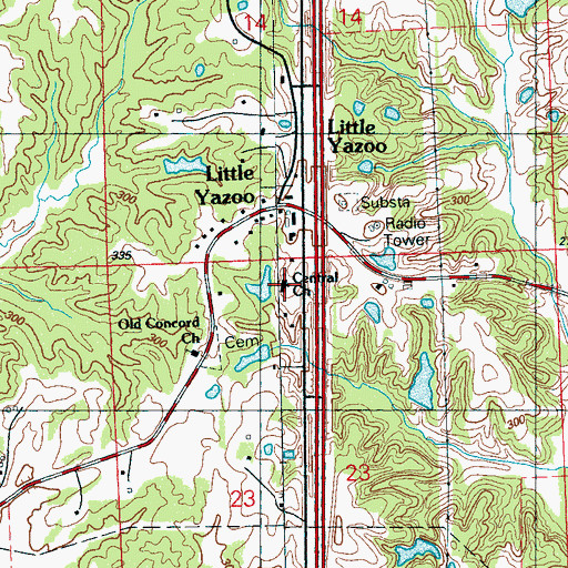 Topographic Map of Central Church, MS
