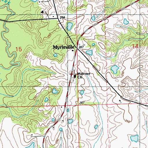 Topographic Map of Melrose Church, MS