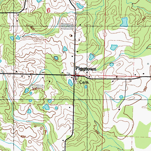Topographic Map of Cedar Grove Church, MS