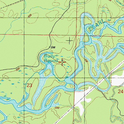 Topographic Map of Bully Bayou, MS