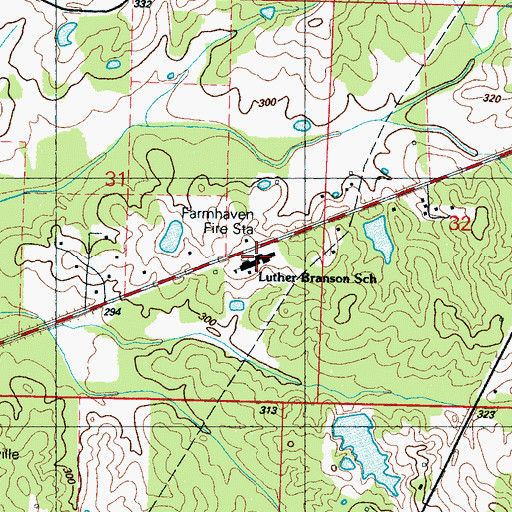 Topographic Map of Luther Branson Elementary School, MS