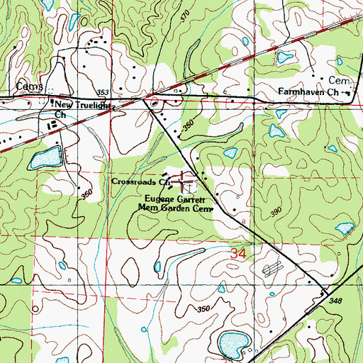 Topographic Map of Crossroads Church, MS