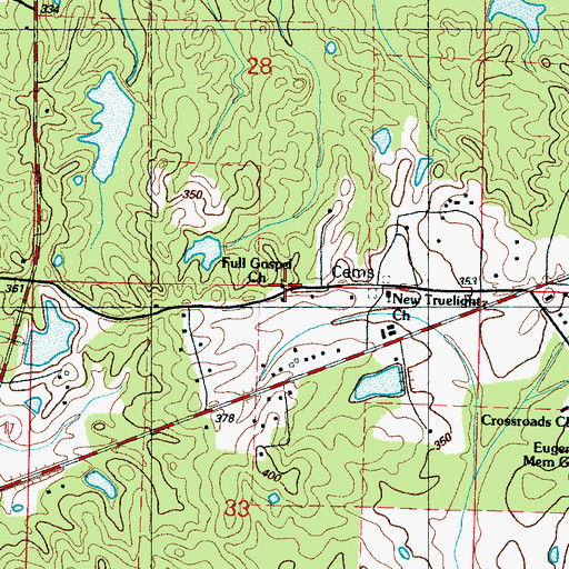 Topographic Map of Full Gospel Church, MS