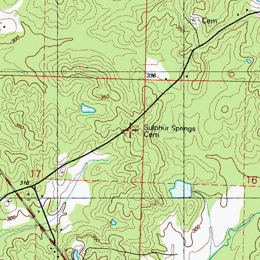 Topographic Map of Sulphur Springs Methodist Cemetery, MS