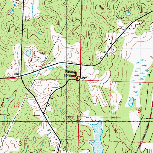 Topographic Map of Rising Star Chapel, MS