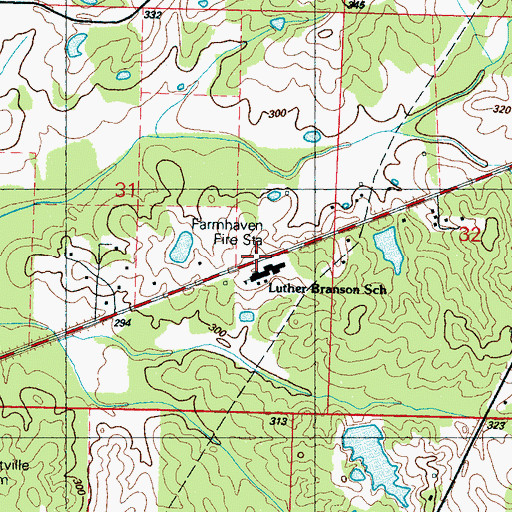 Topographic Map of Farmhaven Fire Station, MS