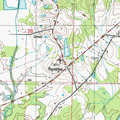 Topographic Map of Sunrise Church, MS