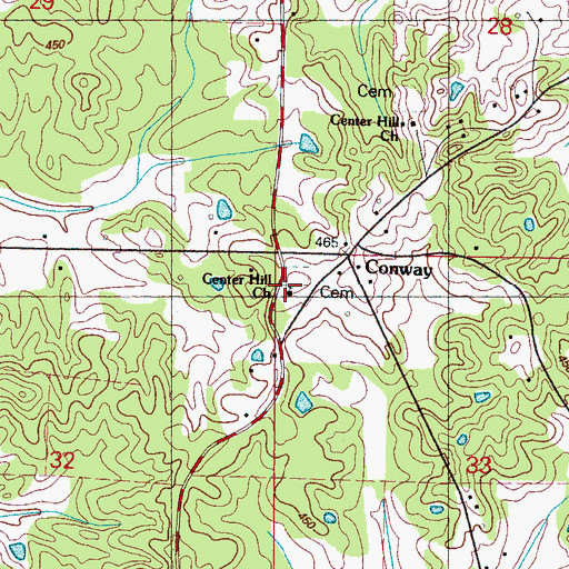 Topographic Map of Center Hill Church, MS