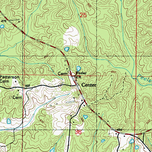Topographic Map of Peeler Church, MS