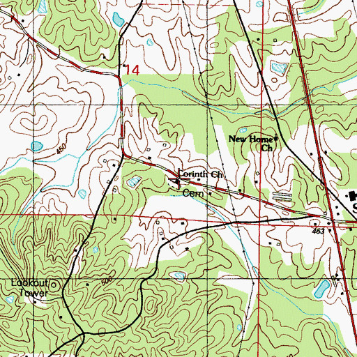 Topographic Map of Corinth Church, MS