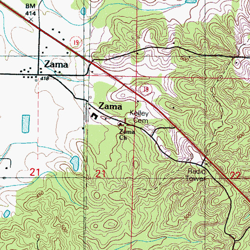 Topographic Map of Zama Church, MS