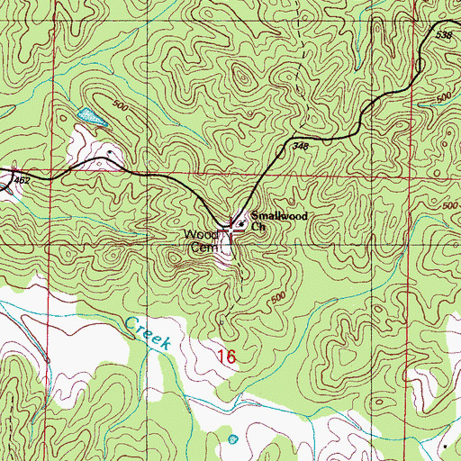 Topographic Map of Wood Cemetery, MS