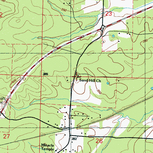 Topographic Map of Sand Hill Church, MS
