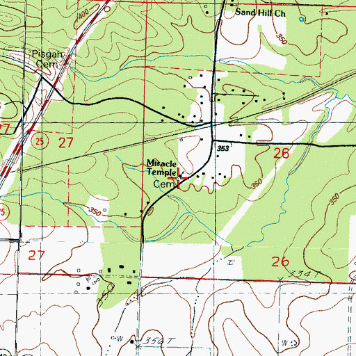 Topographic Map of Miracle Temple, MS