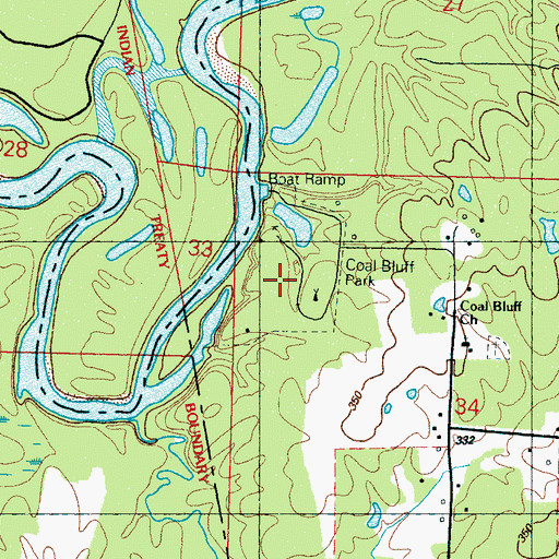 Topographic Map of Coal Bluff Park, MS