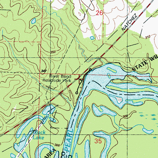 Topographic Map of River Bend Roadside Park, MS
