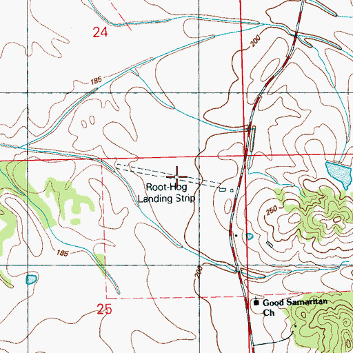 Topographic Map of Root Hog Airport, MS