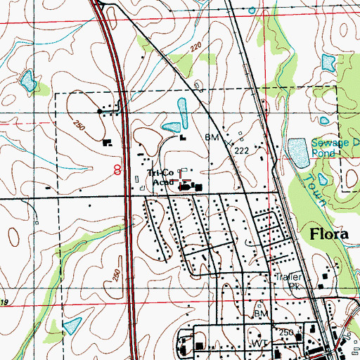 Topographic Map of Tri-County Academy, MS
