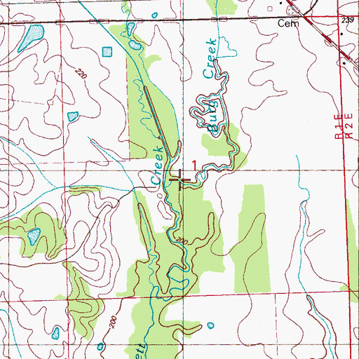 Topographic Map of Burg Creek, MS
