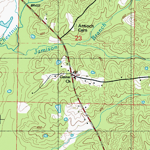 Topographic Map of Center Church, MS