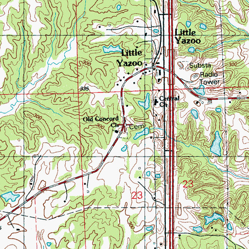 Topographic Map of Old Concord Church, MS