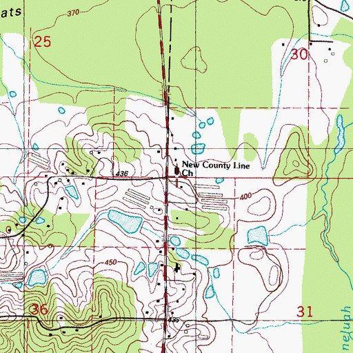 Topographic Map of New County Line Church, MS