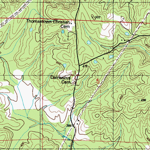 Topographic Map of Damascus Church (historical), MS
