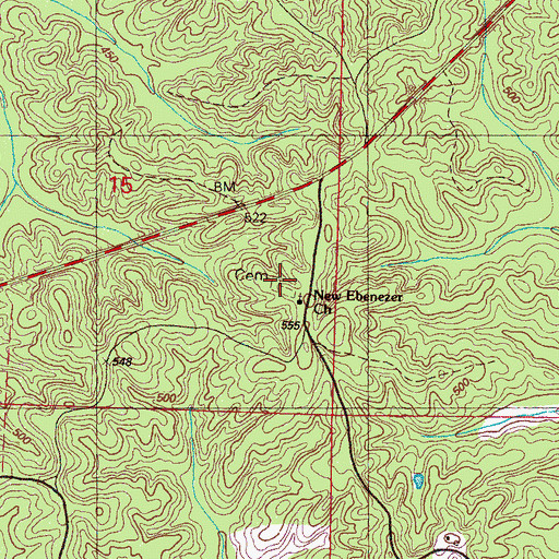 Topographic Map of Ebenezer Church (historical), MS