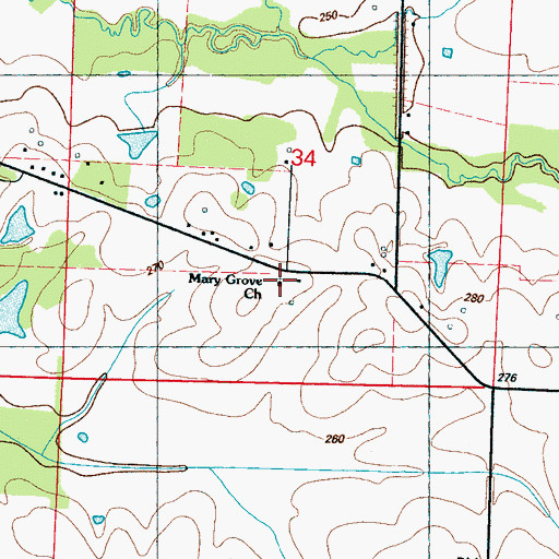 Topographic Map of Mary Grove Church, MS
