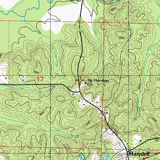 Topographic Map of Mount Harmon Church, MS