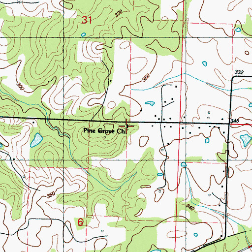 Topographic Map of Pine Grove School (historical), MS