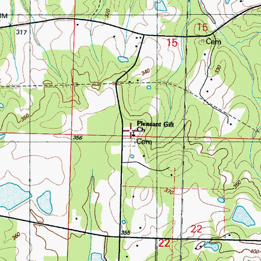 Topographic Map of Pleasant Gift School (historical), MS