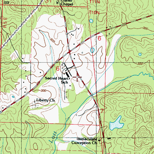 Topographic Map of Sacred Heart School, MS