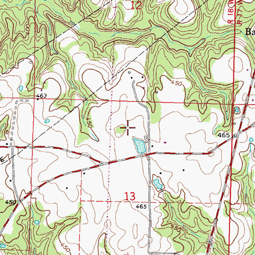 Topographic Map of Bass Cemetery, MS