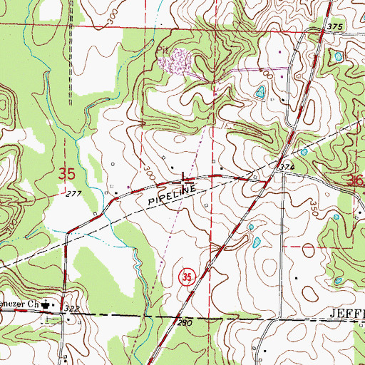 Topographic Map of Barners Cemetery, MS